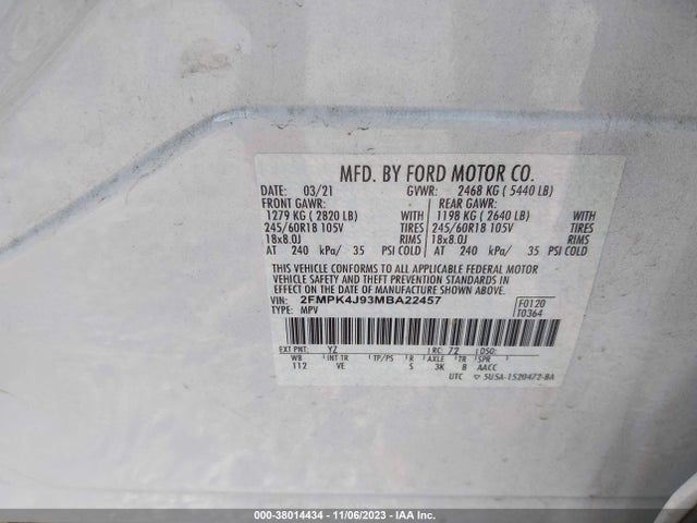 Ford EDGE SEL 2021 2FMPK4J93MBA22457 Image 9