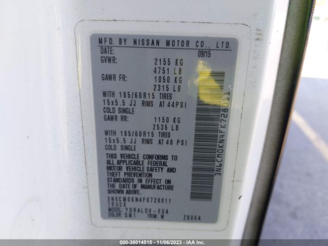 3N6CM0KN4FK728011 Nissan Nv200 S