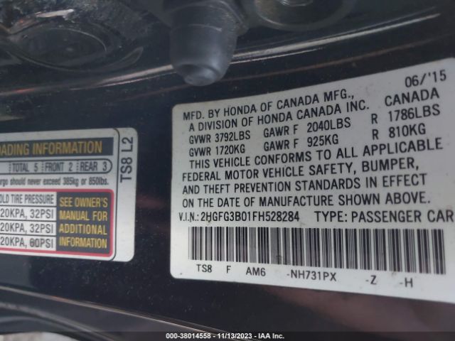 2HGFG3B01FH528284 Honda Civic Ex-l