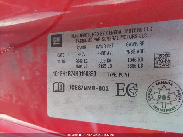 Chevrolet CAMARO 2SS 2017 1G1FH1R74H0160850 Image 9