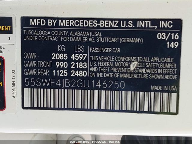 55SWF4JB2GU146250 Mercedes-Benz C-class C 300