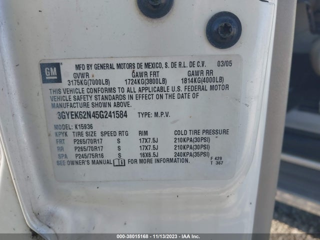 2005 CADILLAC ESCALADE EXT 3GYEK62N45G241584 Photo 8
