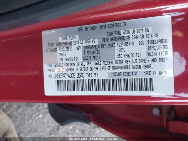 2016 MAZDA CX-5 GRAND TOURING VIN: JM3KE4DY4G0913640