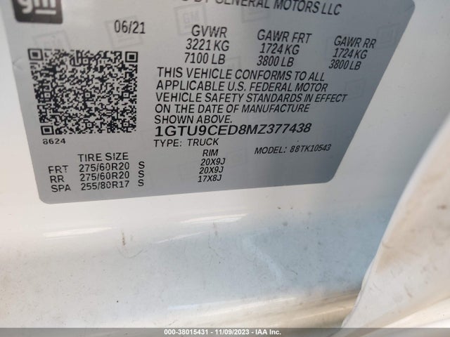 GMC Sierra 1500 4wd  Short Box Elevation 2021 1GTU9CED8MZ377438 Image 9