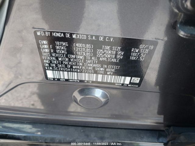 3CZRU5H16KM722265 Honda HR-V SPORT