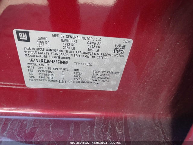 1GTV2NEJ6HZ170465 GMC Sierra 1500 Slt