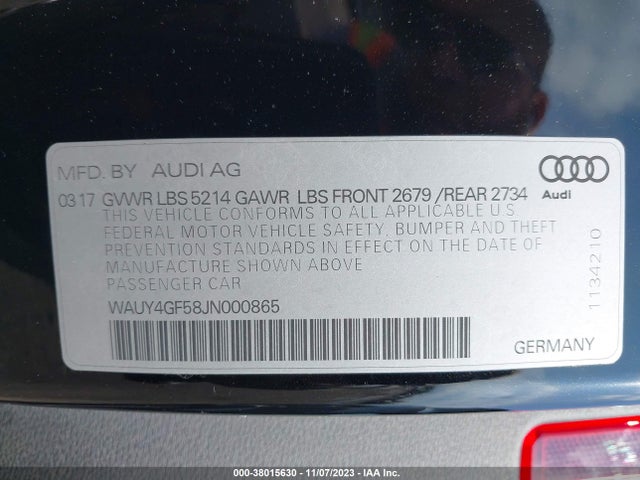 WAUY4GF58JN000865 Audi S5 3.0t Premium Plus