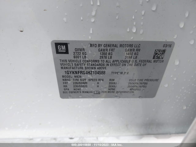 1GYKNFRS4HZ104588 Cadillac Xt5 Platinum
