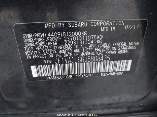 JF1VA1L66J8808435 Subaru Wrx Limited