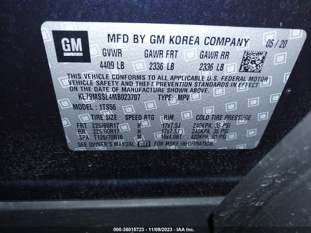 Chevrolet Trailblazer Awd Activ 2021 KL79MSSL4MB023707 Image 9