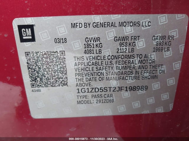 Chevrolet MALIBU LT 2018 1G1ZD5ST2JF198989 Image 9