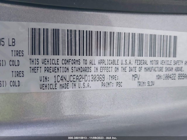 1C4NJCEA2HD130369 Jeep Compass High Altitude Fwd