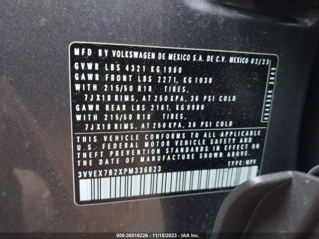 3VVEX7B2XPM336823 Volkswagen Taos 1.5t Se