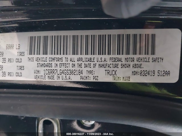 RAM 1500 Big Horn 2016 1C6RR7LG4GS302184 Image 9