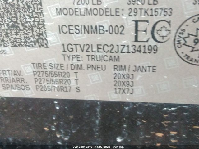 1GTV2LEC2JZ134199 GMC SIERRA 1500