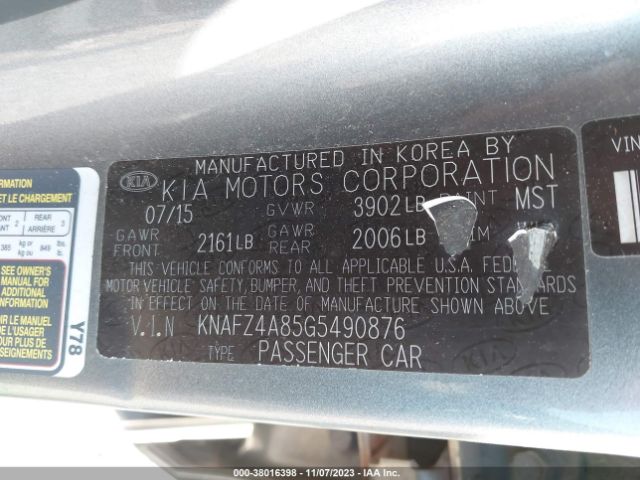 KNAFZ4A85G5490876 KIA FORTE EX