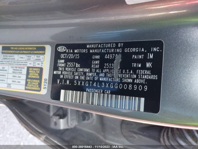 5XXGT4L3XGG008909 KIA Optima Lx