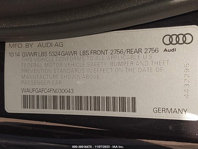 WAUFGAFC4FN030043 Audi A6 3.0t Premium Plus