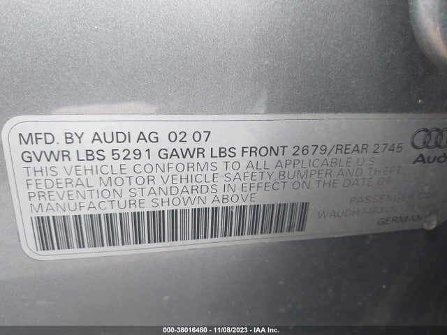 2007 AUDI A6 3.2 VIN: WAUDH74F37N121598