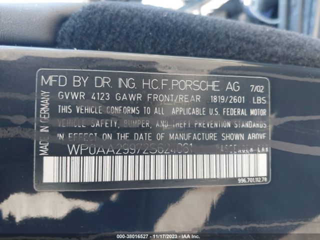 2002 PORSCHE 911 CARRERA WP0AA29972S624061 Photo 8