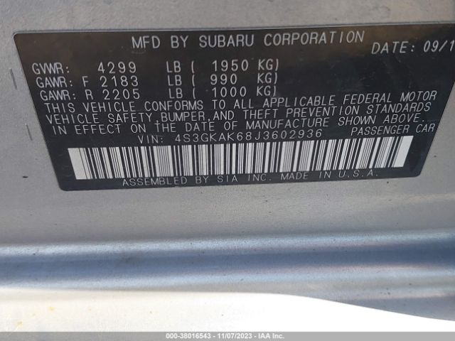 4S3GKAK68J3602936 Subaru Impreza 2.0i Sport