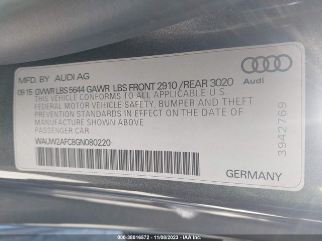 Audi S7 4.0t 2016 WAUW2AFC8GN080220 Image 9