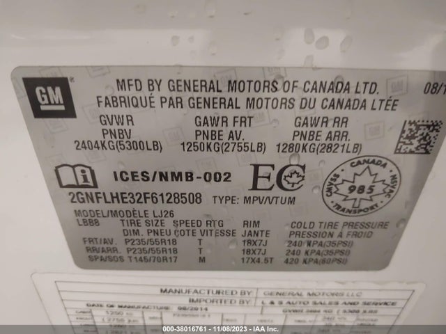 Chevrolet Equinox Ltz 2015 2GNFLHE32F6128508 Image 9