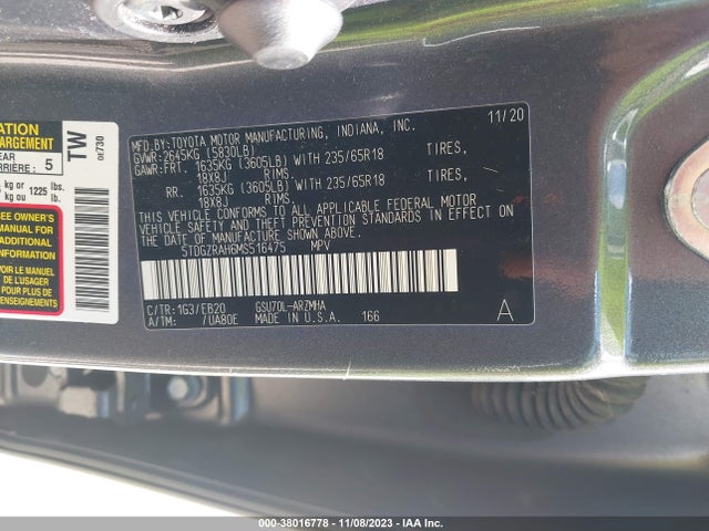 Toyota Highlander Xle 2021 5TDGZRAH6MS516475 Image 9