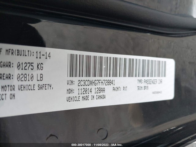 Dodge Charger Sxt 2015 2C3CDXHG7FH728841 Image 9