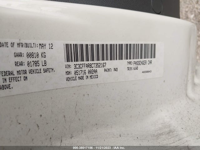 2012 FIAT 500 3C3CFFAR8CT352167 Photo 8