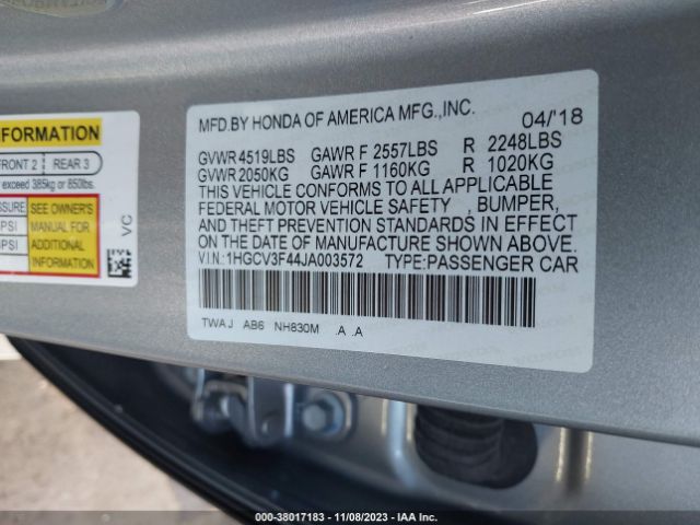 1HGCV3F44JA003572 Honda Accord Hybrid Ex