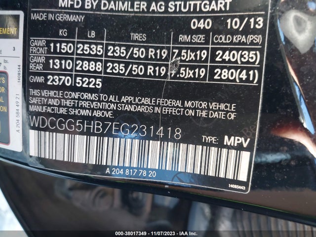 WDCGG5HB7EG231418 Mercedes-Benz Glk-class Glk 350