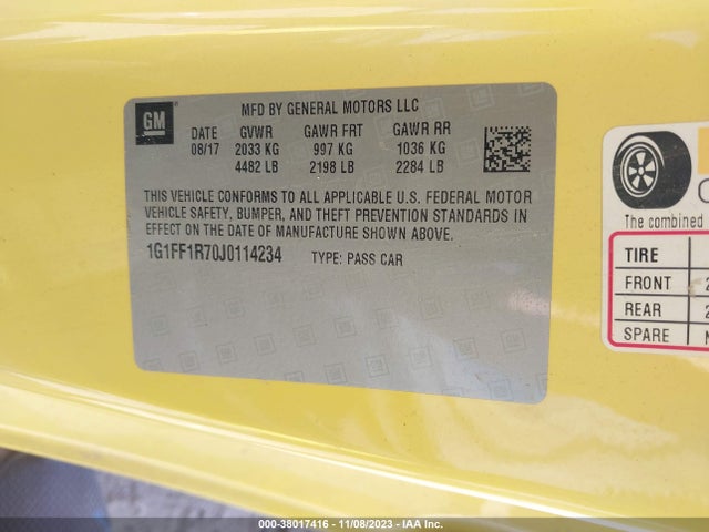 Chevrolet Camaro 1ss 2018 1G1FF1R70J0114234 Image 9