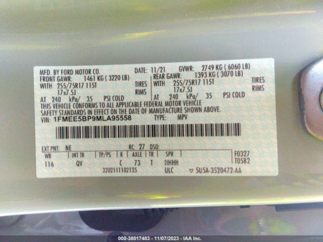 1FMEE5BP9MLA95558 Ford Bronco Big Bend
