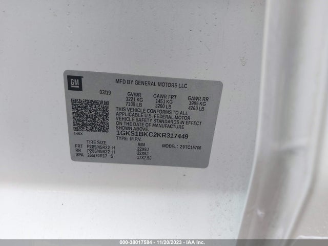 GMC YUKON SLT 2019 1GKS1BKC2KR317449 Image 9