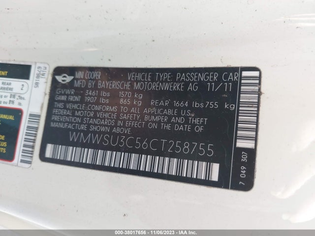 2012 MINI COOPER WMWSU3C56CT258755 Photo 8