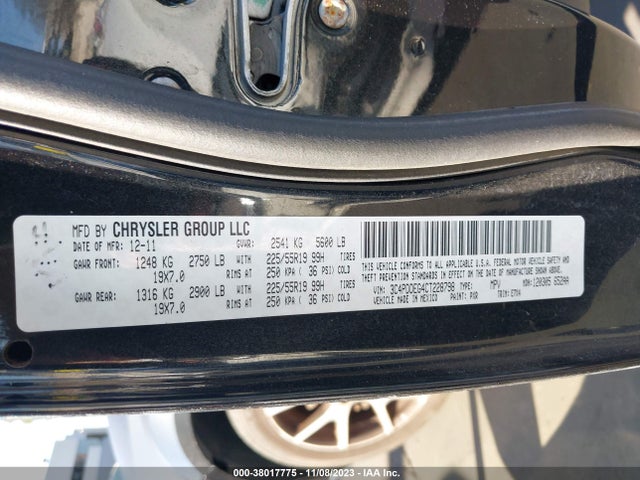 2012 DODGE JOURNEY R/T VIN: 3C4PDDEG4CT228798