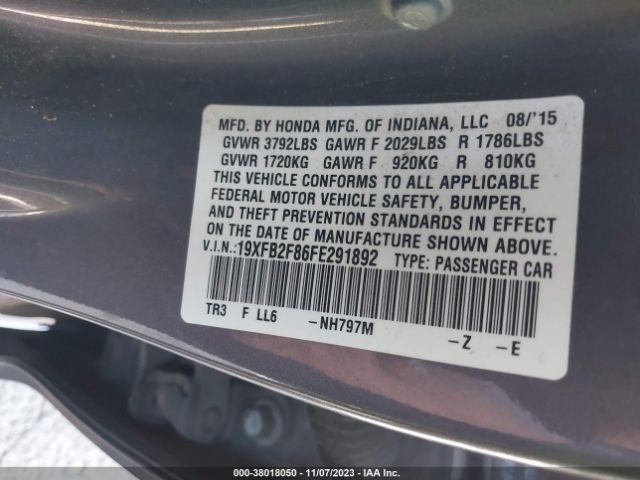 19XFB2F86FE291892 Honda CIVIC EX