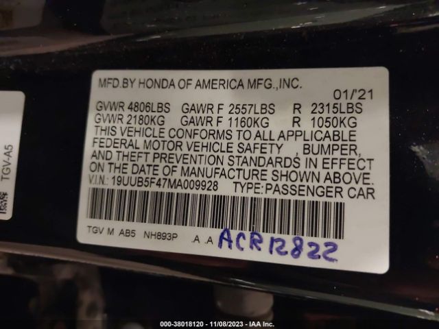 19UUB5F47MA009928 Acura Tlx Technology Package