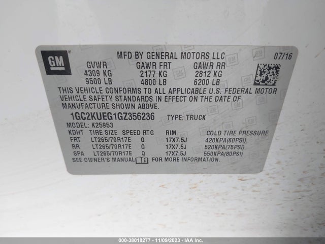 Chevrolet Silverado 2500hd Wt 2016 1GC2KUEG1GZ356236 Image 9