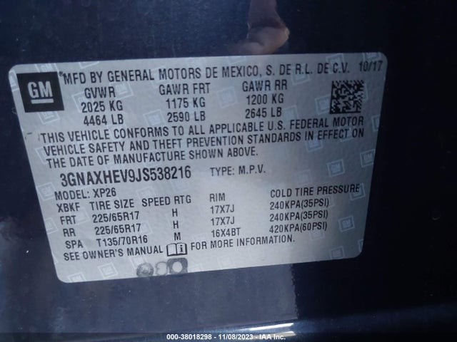 Chevrolet EQUINOX LS 2018 3GNAXHEV9JS538216 Image 9