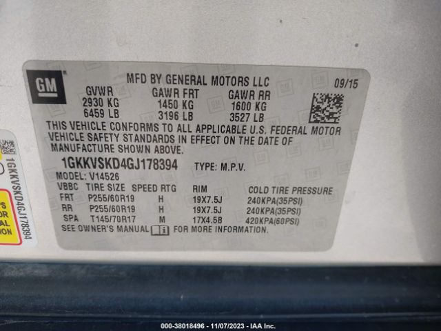 1GKKVSKD4GJ178394 GMC Acadia Slt-2