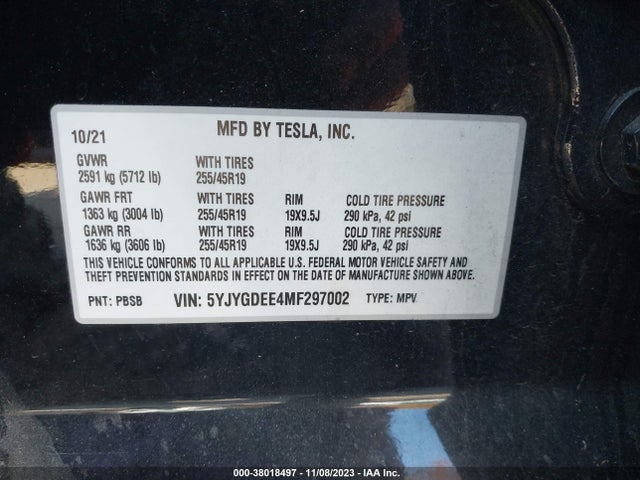 5YJYGDEE4MF297002 Tesla Model Y Long Range Dual Motor All-wheel Drive
