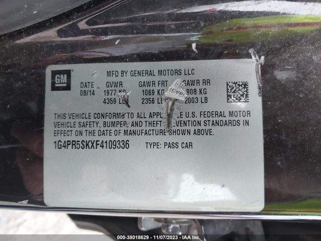 2015 BUICK VERANO CONVENIENCE GROUP VIN: 1G4PR5SKXF4109336