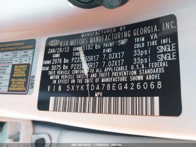 5XYKTDA78EG426068 KIA Sorento Lx V6