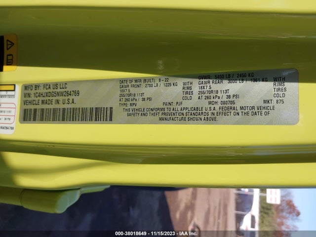 1C4HJXDG5NW264769 Jeep Wrangler Unlimited Sport Altitude 4x4