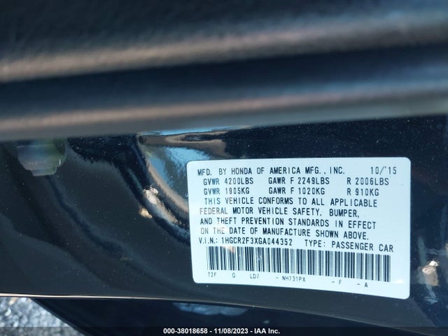 2016 HONDA ACCORD LX VIN: 1HGCR2F3XGA044352