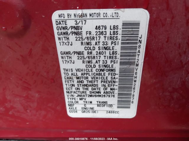 JN8AT2MV6HW267976 Nissan ROGUE SV