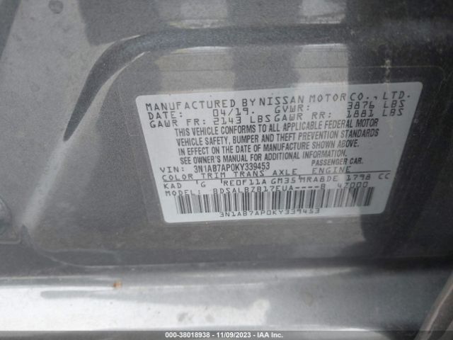 3N1AB7AP0KY339453 Nissan SENTRA S