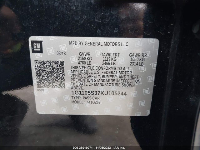 Chevrolet Impala Premier 2019 1G1105S37KU105244 Image 9